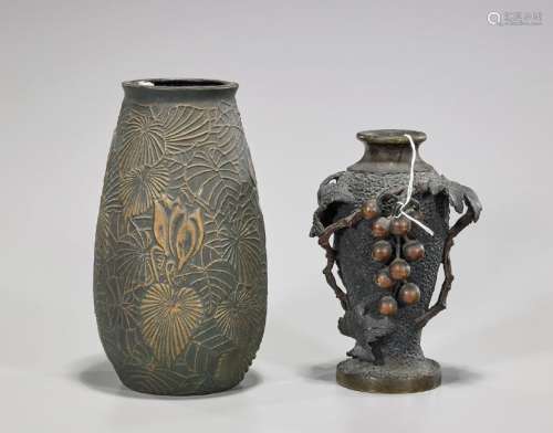Two Floral Motif Vases