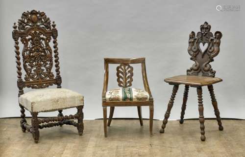 Three Carved Wood Chairs