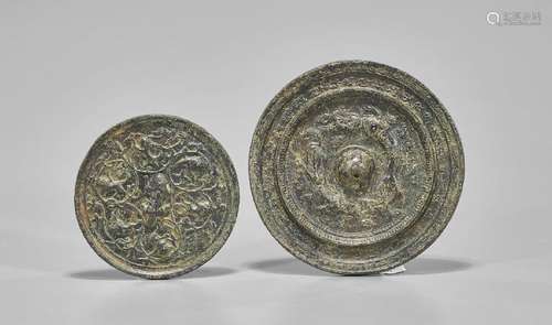 Two Archaistic Chinese Bronze Mirrors