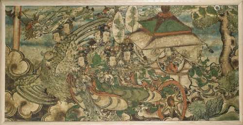 Chinese Fresco-Style 'Water and Land Ritual' Painting
