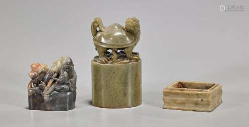Group of Three Chinese Soapstones