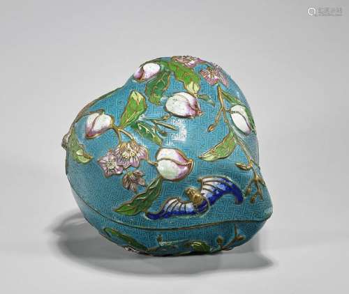 Chinese Cloisonne Peach-Form Covered Box