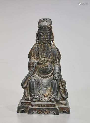 Chinese Parcel-Gilt Bronze Seated Figure