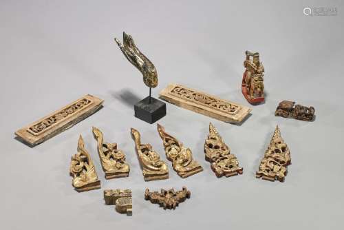 Group of Chinese Carved Wood Pieces