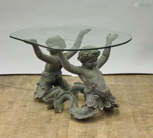Metalwork & Glass Figural Table