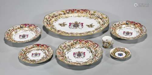 Group of Seven Capodimonte Porcelain Tableware