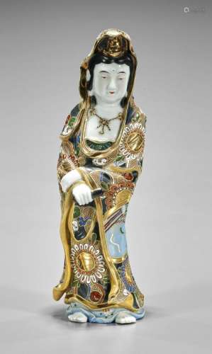Antique Japanese Kutani Porcelain Figure of Kannon
