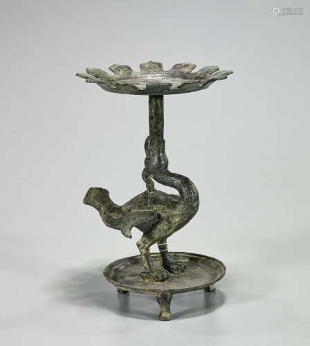 Archaistic Chinese Bird-Form Bronze