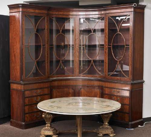 Large Wood & Glass Corner Cabinet