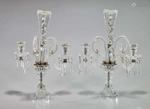 Pair Crystal Two-Light Candelabra