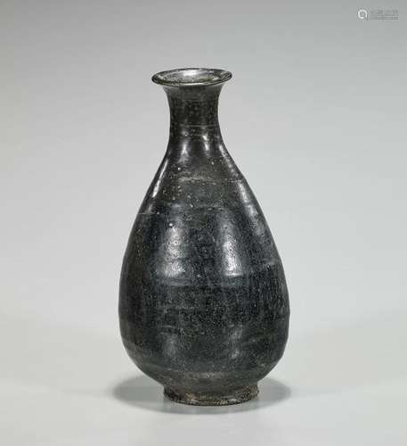 Korean Black Glazed Pottery Vase