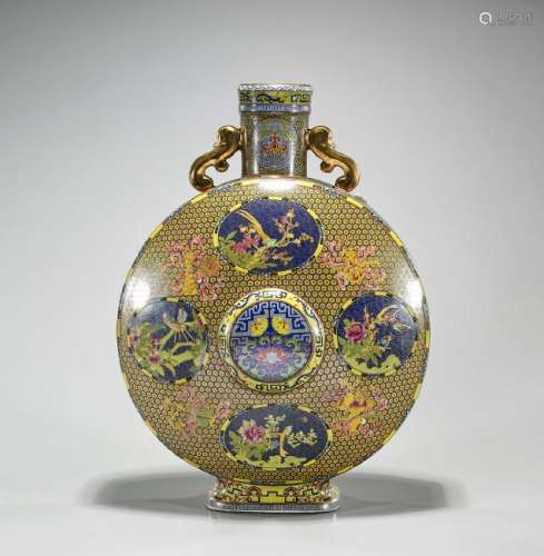 Chinese Porcelain-Imitating-Cloisonne Moonflask