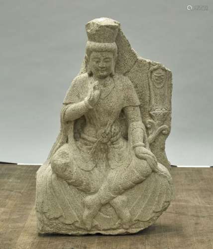 Chinese Carved Stone Figural Stele