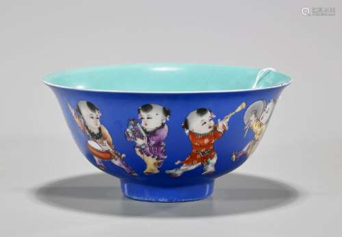Chinese Enameled Porcelain 'Boys' Bowl