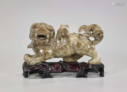 Archaistic Chinese Carved Jade Lion