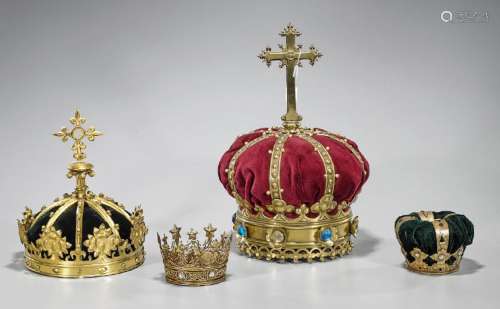 Four Metalwork & Cloth Crowns