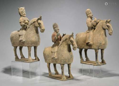 Set of Six Han-Style Pottery Equestrians