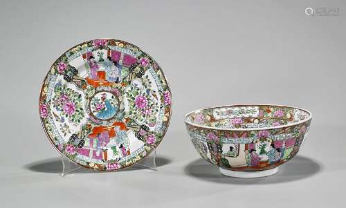 Two Chinese Rose Medallion Porcelains: Bowl & Dish