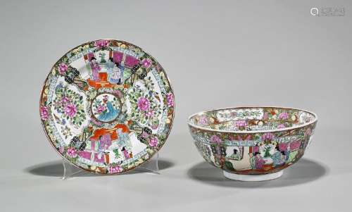 Two Chinese Rose Medallion Porcelains: Bowl & Dish