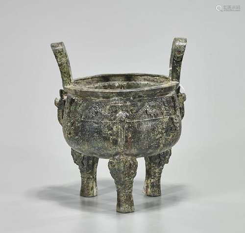 Archaistic Chinese Bronze Tripod Ding