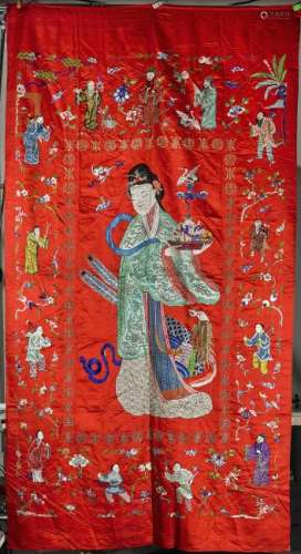 Large Chinese Embroidered Silk Panel