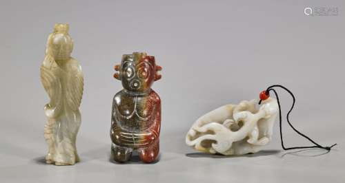 Three Chinese Carved Jade Or Hardstone Pieces