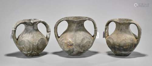 Group of Three Chinese Han Dynasty Pottery Amphora