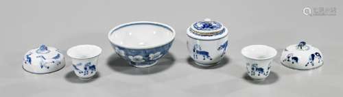Group of Six Chinese Blue & White Porcelains