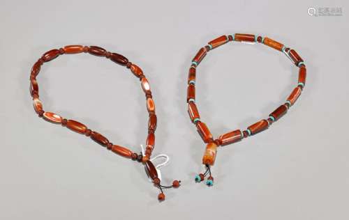 Two Carved Agate Bead Necklaces