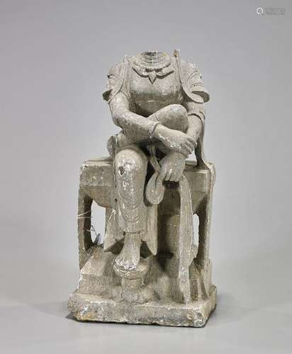 Chinese Tang-Style Stone Seated Figure