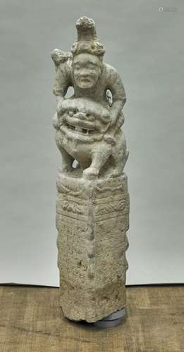 Chinese Carved Stone Figural Column