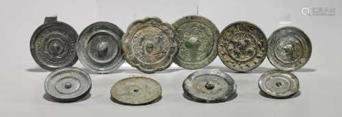 Group of Ten Archaistic Chinese Bronze Mirrors