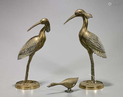 Three Chinese Brass Birds