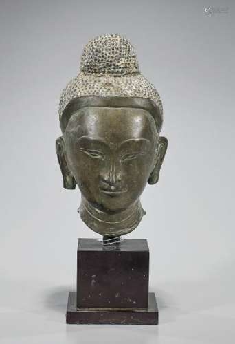 Antique Southeast Asian Bronze Head of Buddha