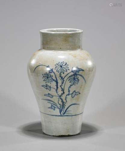 Antique Korean Blue & White Porcelain Vase