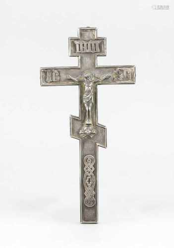 Orthodoxes Kreuz, punziert Rußland, Silber 84 zolotniki (875/000), plastisch aufgelegterCorpus