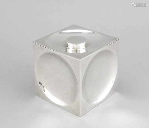 Würfelförmige Teedose, USA, 2. H. 20. Jh., MZ: Tiffany & Co., New York, Sterlingsilber925/000,