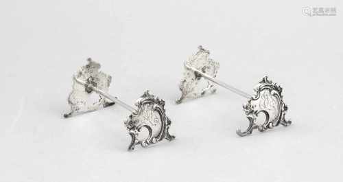 Paar Historismus-Messerbänkchen, wohl Deutsch, um 1880, Silber 800/000, ornamentale Wangenmit