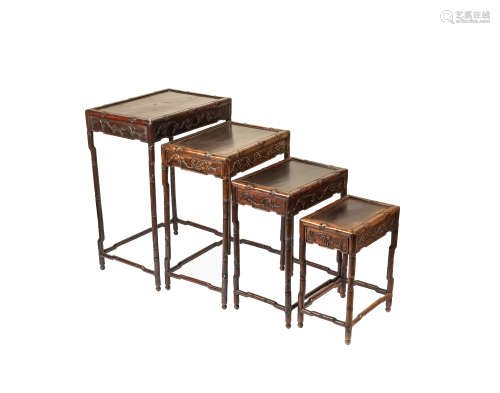 19th Chinese Antique Four Inlaid Quartetto Tables