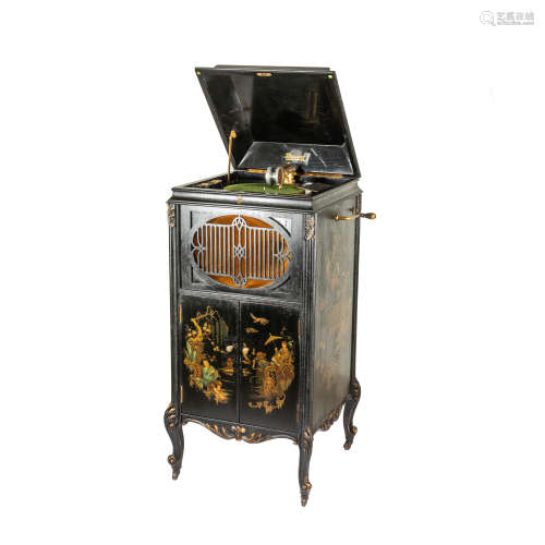 Antique Ornate Brunswick Chinoiserie Upright Gramophone