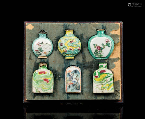 Group 19th Antique Famille Rose Snuff Bottles