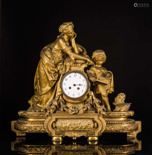 France Antique Gilt Bronze Clock