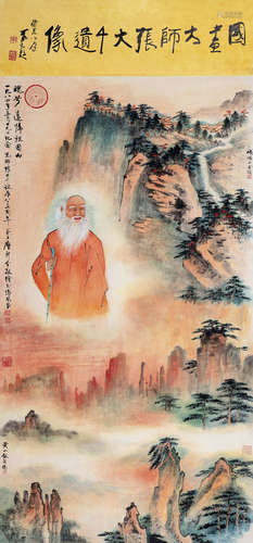 糜耕云（1910～1998） 1984年作 张大千画像 立轴 设色纸本