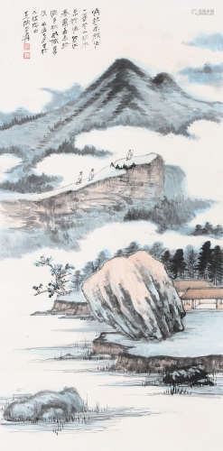 张大千（1899～1983） 1952年作 策杖远望 立轴 设色纸本