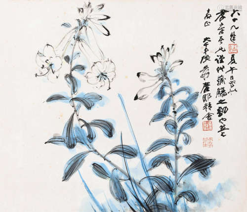 张大千（1899～1983） 1980年作 玉簪清雅 镜心 设色纸本