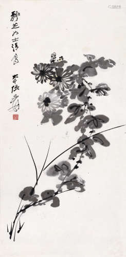 张大千（1899～1983） 墨菊 镜心 水墨纸本