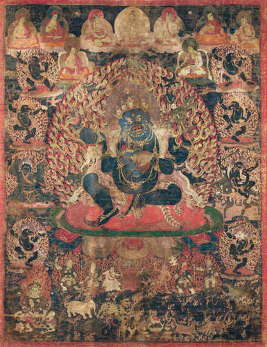 A FINE AND RARE THANGKA OF THE PROTECTOR DEITY CATURBHUJA-MAHAKALA