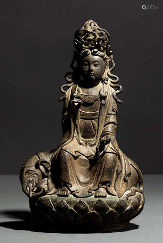 A BRONZE FIGURE OF SAMANTHABHADRA