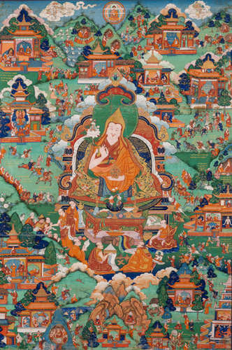 A FINE THANGKA OF THE FIFTH DALAI LAMA