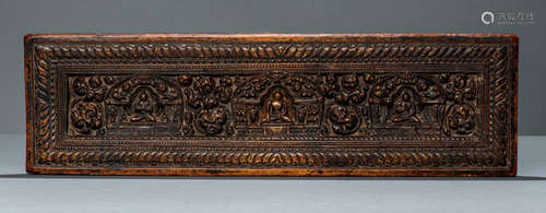 A WOOD MANUSCRIPT COVER